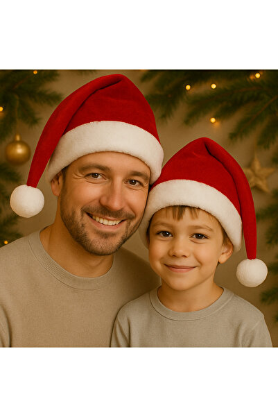 MadyaButik Special 2-Piece Velvet Christmas Hat for Couples – Adult Santa Set