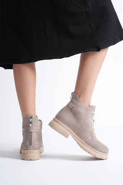 ANALİN SHOES Women's Genuine Leather Back Zipper Boots