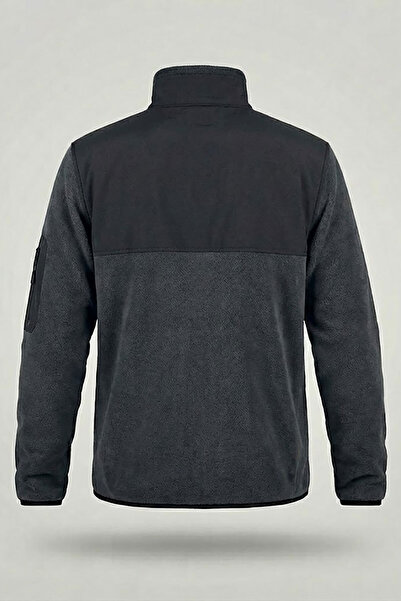 WİDİ Mock Neck Paneled Anthracite Softshell Fleece Jacket