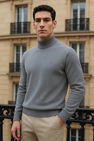 comstar Pulover de tricotat gri pentru bărbați, la modă, de iarnă