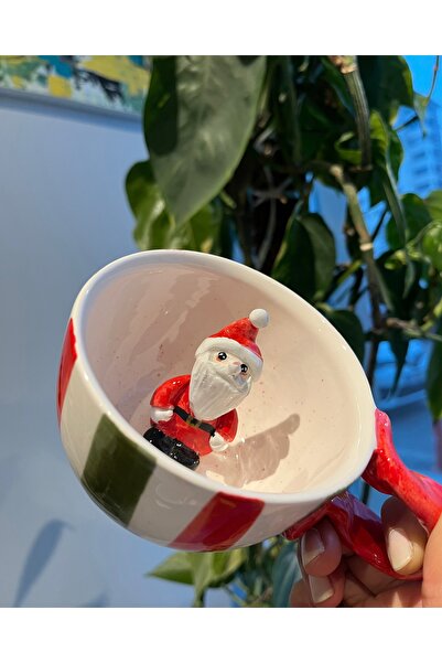 visera Christmas Themed Ceramic Mug with Santa Claus Figure as a Gift
