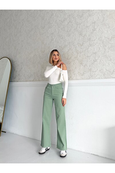 Your Shine KETEN YÜKSEK BEL TAM KALIP BOL BAÇA PANTOLON
