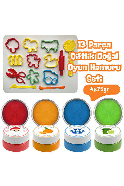 Little Play Dough 13 Parça Çiftlik Hayvanları Doğal Oyun Hamuru Seti - Kırmız...