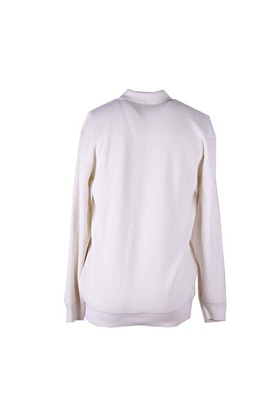 trender Zippered Polo Cream Men's Sweater Mmt02