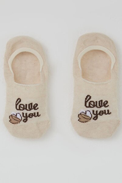 Katamino Κοριτσίστικες κάλτσες μπαλαρίνας με θέμα την αγάπη Καρδιά με τύπωμα 5-14 ετών, κρεμ