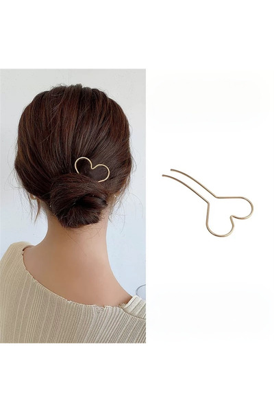 Pelin Aksesuar Gold-tone heart-shaped minimalist hair clip