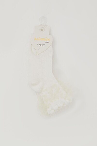 Katamino Girl's Socks with Tulle Detail on the Ankle, Ages 1-4, Ecru