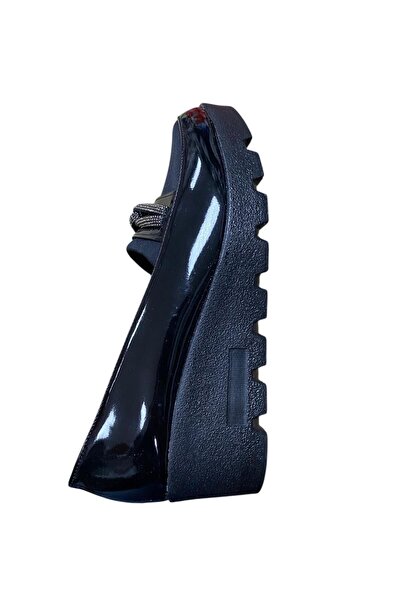 BEREN Women's Wedge Heel Patent Leather Stone Shoes