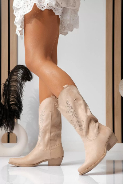 Zaira Ciocate dama captusite bej din piele ecologica intoarsa Abrienda #22580...