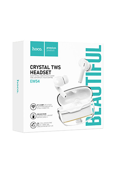 Hoco Casti Wireless (EW54), Casti Wireless, Ear Buds, BT 5.3, 300mAh, Rayo, White