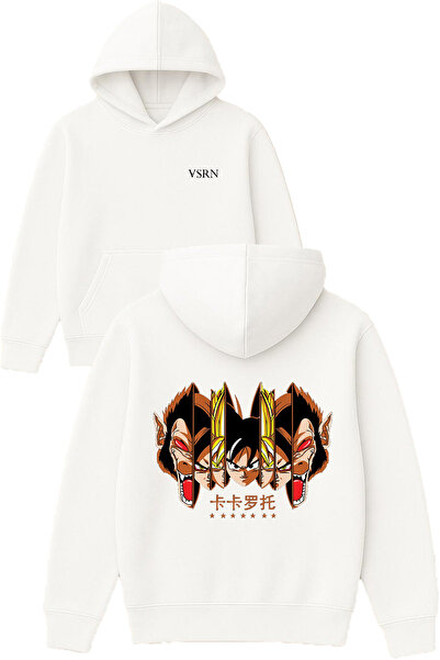 VSRN تيتالز ديزاين مطبوع قصة فضفاضة سويت شيرت أبيض بغطاء رأس