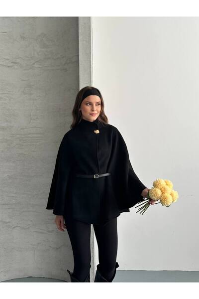 asur boutique Asur Boutique Women's Imported Cashmere Belted Poncho Standard Size 36-40