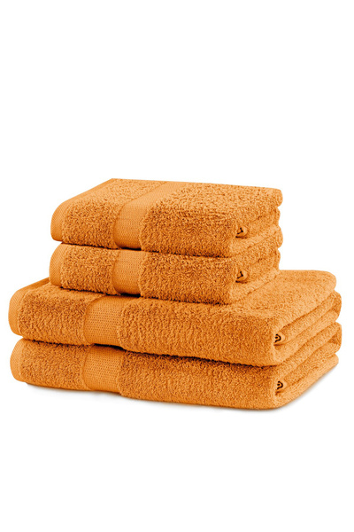 Deco King Set of 4 bath towels, 100% cotton, 525 g/m2, Marina, 2x70x140 cm, 2x50x100 cm, orange