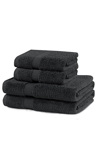 Deco King Set of 4 bath towels, 100% cotton, 525 g/m2, Marina, 2x70x140 cm, 2x50x100 cm, dark grey