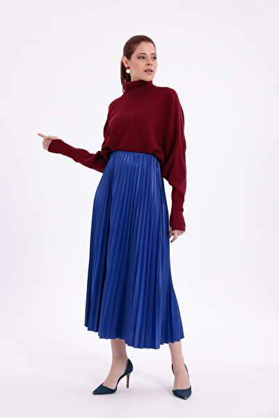 Mersella Women's Elastic Waist Pleated Long Skirt – Flexible Waist, Midi Leng...