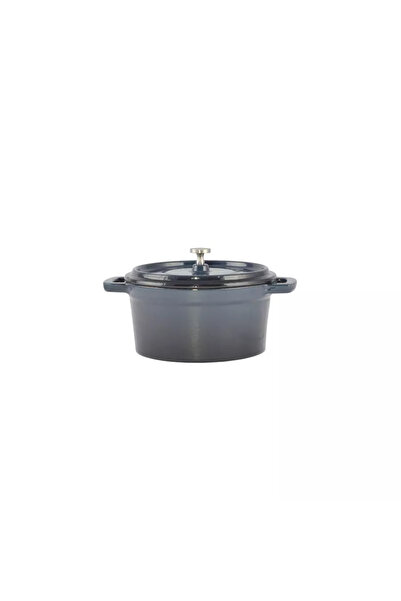 Perfect Home Mini oală din fontă emailată, albastru oțel, 14 cm