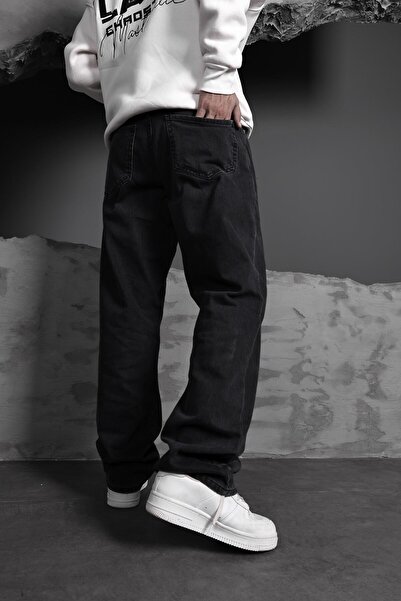 Slatra Men's Black Washed Baggy Pants