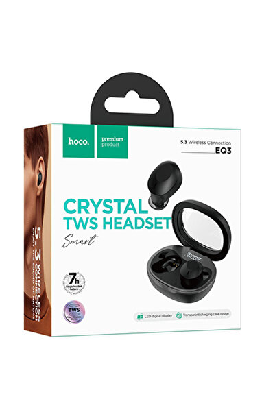 Hoco Casti Wireless (EQ3), Casti Wireless, Căști Intraauriculare, BT 5.3, 150h Standby, 300mAh, Smart True, Negru