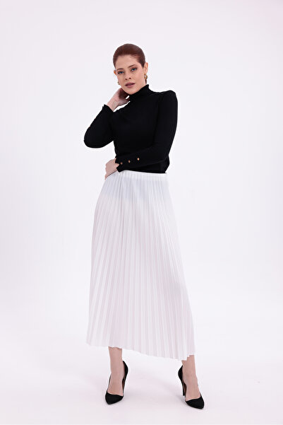 Mersella Women's Elastic Waist Pleated Long Skirt – Flexible Waist, Midi Leng...