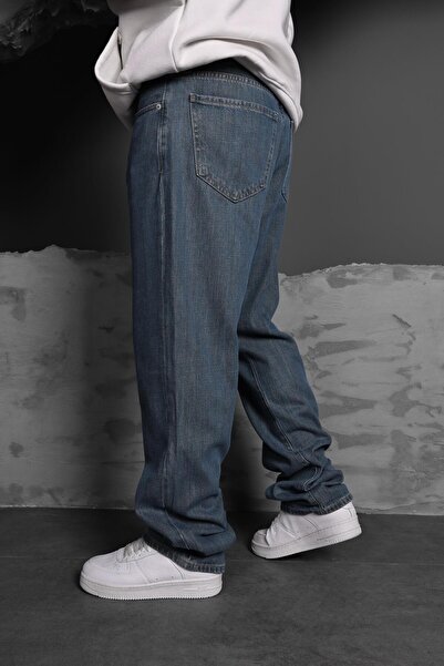 Slatra Men's Blue Washed Baggy Pants