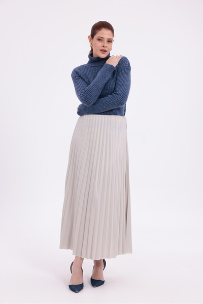 Mersella Women's Elastic Waist Pleated Long Skirt – Flexible Waist, Midi Leng...