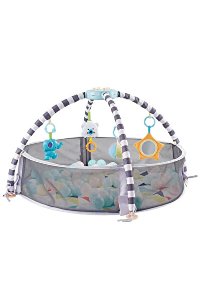 LITTLE ANGEL – Baby Ball Pit Activity Gym with Hanging Toys-Grey