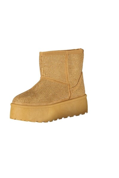 Laura Biagiotti - women's ankle boots with fur & rhinestones - brown color