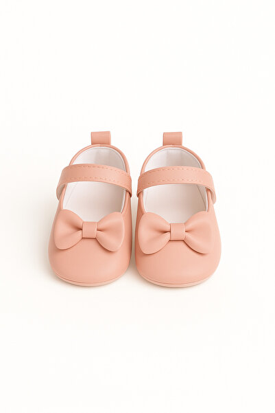 Sofame Baby Somon Pembe Mini Fiyonklu Bebek Babet Ayakkabı