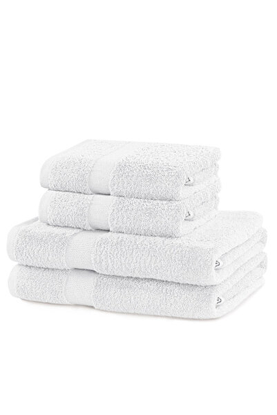Deco King Set of 4 bath towels, 100% cotton, 525 g/m2, Marina, 2x70x140 cm, 2x50x100 cm, white