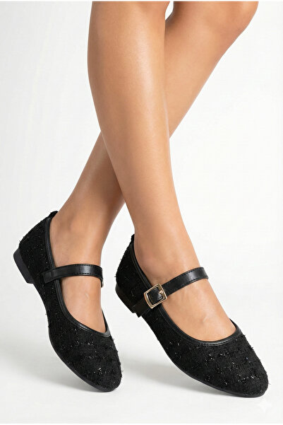 StWenn Tweed Fabric Mary Jane Ballet Stylish Buckle Orthopedic Sole Casual Shoes