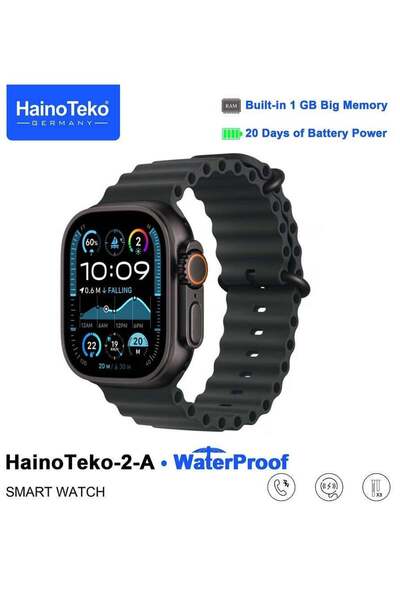 HAINOTEKO Haino Teko-2A Waterproof Smartwatch with AMOLED Display, 20 Days Battery, 3 Straps - Black