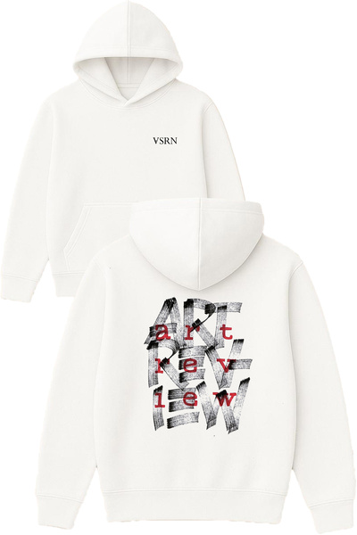 VSRN تصميم آرت ريف مطبوع قصة فضفاضة سويت شيرت أبيض بغطاء رأس