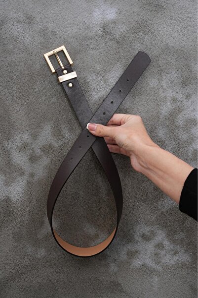 MODAM HİFA Square Gold Buckle Women's Belt Trouser Belt Dress Belt Waist Belt Body Belt Shirt Belt