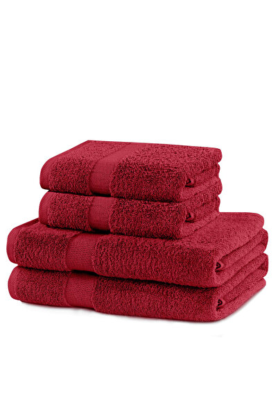 Deco King Set of 4 bath towels, 100% cotton, 525 g/m2, Marina, 2x70x140 cm, 2x50x100 cm, red