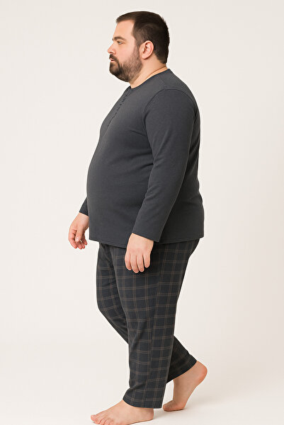 Mutlu City Men's High Quality Interlock Combed Cotton Plus Size Pajama Set 18546