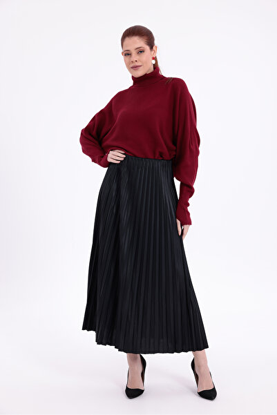 Mersella Women's Elastic Waist Pleated Long Skirt – Flexible Waist, Midi Leng...