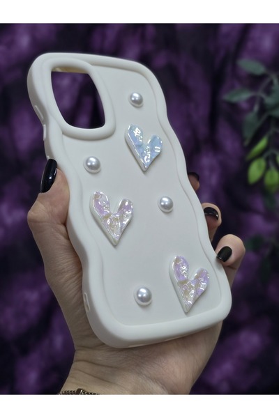 Magic Ring Samsung Galaxy A52 Compatible Shiny Heart & Pearl Detailed Soft Stylish Phone Case