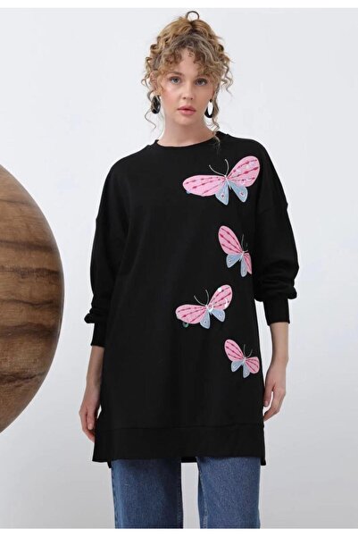 Puane Paneled Tunic with Butterfly Embroidery on the Front - 10654Tun