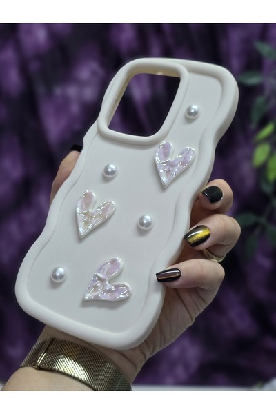 Magic Ring Xiaomi Redmi 13 Compatible Shiny Heart & Pearl Detailed Soft Stylish Phone Case