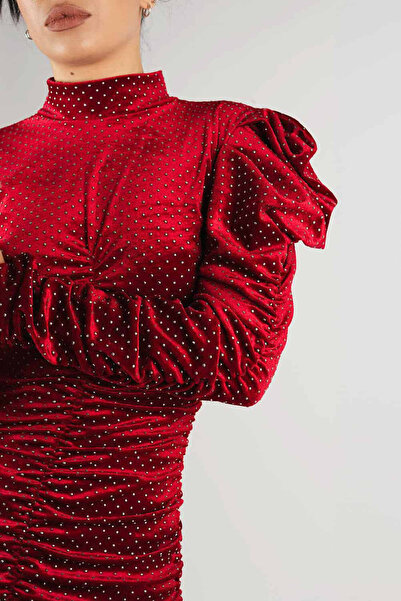 monarh Velvet mini dress with puff sleeves