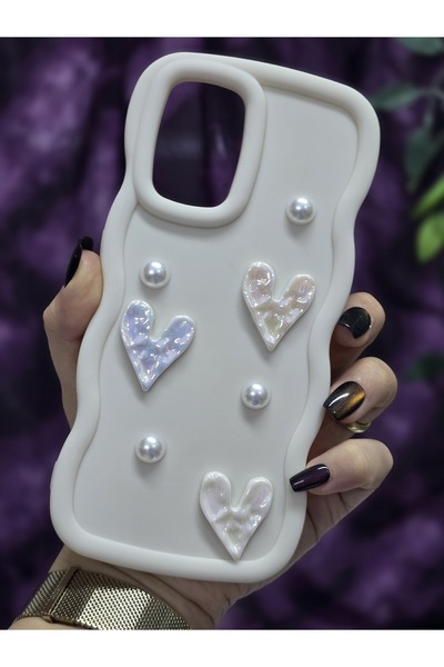 Magic Ring Oppo A74 Compatible Shiny Heart & Pearl Detailed Soft Stylish Phone Case