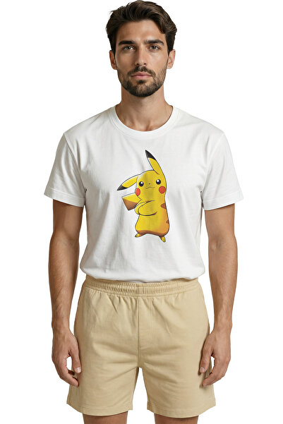 Color Luxe Cool Pikachu with Tied Arms Printed Anime Themed Premium Men's T-S...