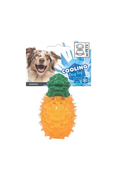M-PETS لعبة كلب بلاستيكية مبردة على شكل أناناس 12 سم - برتقالي