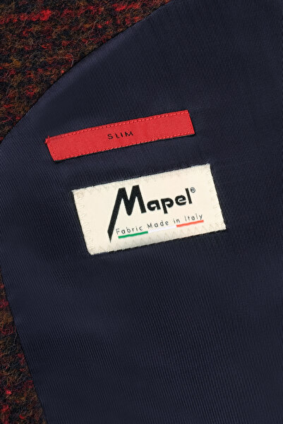 Sarar Interview Men's Woven Fabric Slim Fit Wool Plaid Burgundy Jacket