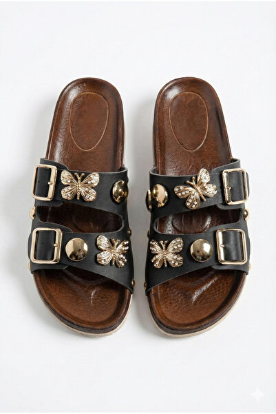 StWenn Sandale de zi cu zi anatomice cu talpă groasă, cu curea reglabilă cu cataramă dublă pentru femei