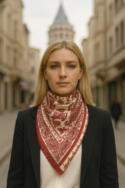 Fularcım Şal desen bordo fular