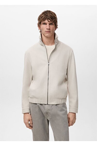 MANGO Man Fermuarlı yün ceket