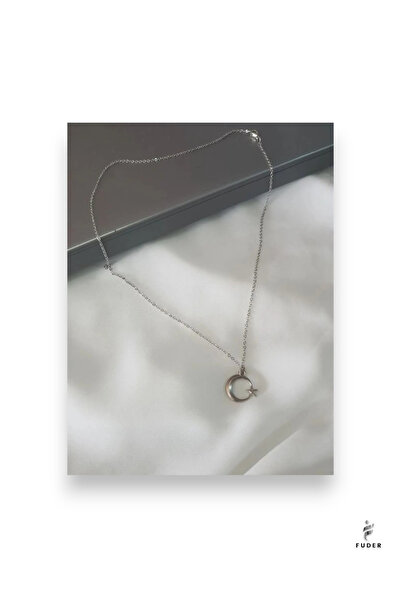 FUDER Unisex minimal Ay Yıldız Kolye