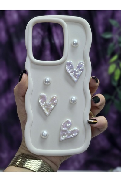 Magic Ring Xiaomi Redmi 13 Compatible Shiny Heart & Pearl Detailed Soft Stylish Phone Case