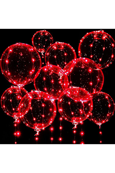 OEM Transparent balloons with red LEDs, set of 10 pieces
